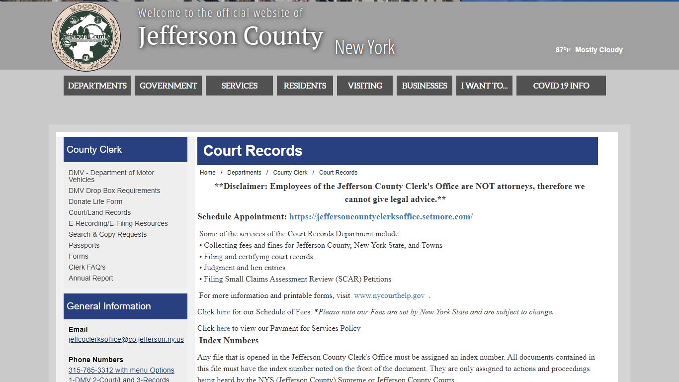 Welcome to Jefferson County, New York - Court Records